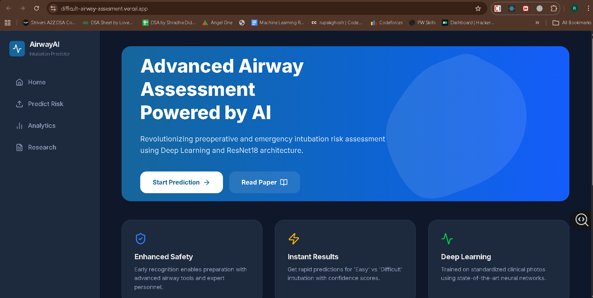 deep learning difficult airway assesment ml app
